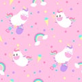 Seamless pattern with unicorns