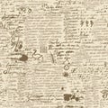 Seamless pattern with unreadable handwritten notes