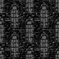 Seamless pattern of unreadable letter and old house of Amsterdam, Netherlands. Monochrome vector illustration and handwritten ÃÂal Royalty Free Stock Photo