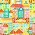 Seamless pattern urban colorful houses. Vector illustration Royalty Free Stock Photo