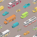 Seamless pattern with urban traffic or automobile transport on city street. Backdrop with motor vehicles of different