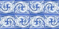 Seamless pattern usefull for rendering of typical portuguese decorations with colored ceramic tiles called azulejos