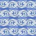 Seamless pattern usefull for rendering of typical portuguese decorations with colored ceramic tiles called azulejos