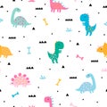 Seamless pattern of ÃÂute cartoon dinosaurs