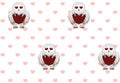 Seamless pattern for valentine day with white barn owl with big heart for valentine day in cartoon