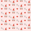 Seamless pattern with Valentine gnome Royalty Free Stock Photo