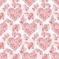 Seamless Pattern, Valentine Hearts Royalty Free Stock Photo