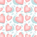 Seamless pattern for Valentine s day. Funny cartoon snail with a house in the shape of a heart. A cute cartoon animal in Royalty Free Stock Photo