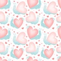 Seamless pattern for Valentine s day. Funny cartoon snail with a house in the shape of a heart. A cute cartoon animal in vector. Royalty Free Stock Photo