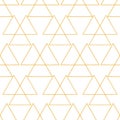 Seamless pattern with valknut sign. Scandinavian amulet, symbol god Odin in golden color on white background. Line art