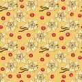 Seamless Pattern. Vanilla Flower and Cranberry Royalty Free Stock Photo