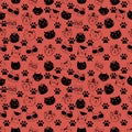 Seamless pattern with various black cat