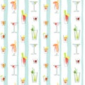 Seamless pattern of various classic cocktails