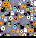 Seamless pattern of various cute halloween icons