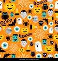 Seamless pattern of various cute halloween icons