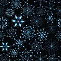 Seamless pattern of various decorative snowflakes