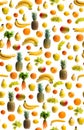 Seamless pattern of various fresh vegetables and fruits isolated on white