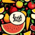 Seamless pattern with various fruits and berries Royalty Free Stock Photo