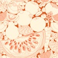 Seamless pattern with various fruits and berries