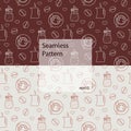 Seamless pattern with various kinds of coffee and devices for coffee making.