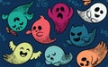 Seamless pattern with various spooky ghosts Royalty Free Stock Photo