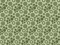 Seamless pattern vector background with outline round circles on light green backdrop. Simple abstracrt mosaic monochrome texture