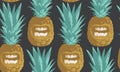 Seamless pattern vector background with smiling pineapple