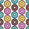 Seamless pattern. Vector. Colored donuts