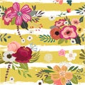 Pattern with doodle flowers