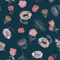Seamless pattern Vector Embroidery trend floral with branch of t
