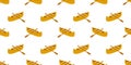 Seamless pattern with vector flat canoe isolated on white. Cartoon kayak Royalty Free Stock Photo