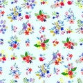 Seamless pattern. Vector floral design with wildflowers. Romantic background