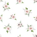 Seamless pattern Vector floral watercolor design. Rustic romantic background print