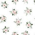 Seamless pattern Vector floral watercolor design. Rustic romantic background print