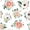 Seamless pattern Vector floral watercolor style design: garden p Royalty Free Stock Photo