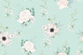 Seamless pattern Vector floral watercolor style design: garden powder Anemone flower Royalty Free Stock Photo