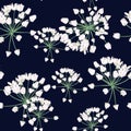 Seamless pattern Vector floral watercolor style design: white wild herbs. Royalty Free Stock Photo