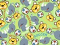 Seamless pattern vector with funny soccer player cartoon Royalty Free Stock Photo