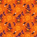 Seamless pattern vector halloween witchcraft pumpkin