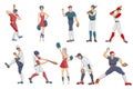 Seamless pattern. Vector hand drawn silhouettes of a baseball p Royalty Free Stock Photo