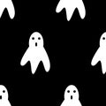 Seamless pattern. Vector Illustration and cartoon on dark background Whisper Ghost cover fabric white Royalty Free Stock Photo
