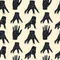 Seamless pattern Vector illustration of a creepy zombie hand