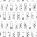 Seamless pattern. Vector illustration. Jars with flowers and herbal spices. Doodle sketch