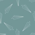 Seamless pattern with Vector outline paper plane icons