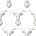 Seamless Pattern with Vector Polygonal Deer Head Royalty Free Stock Photo