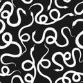 Seamless pattern vector snake pencil drawing, vintage style graphic  texture Royalty Free Stock Photo