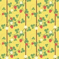 Seamless pattern vector of strawberry plant. Royalty Free Stock Photo
