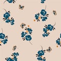 Seamless pattern on vector vintage pansy flowers with butterflies soft and gentle design for fashion,fabric,wallpaper and all