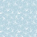 Seamless pattern vector with wind blow flowers and dragonflies.