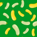 Seamless pattern vegetable marrow and zucchini yellow and green. Vegetables in cartoon background for textile. Royalty Free Stock Photo